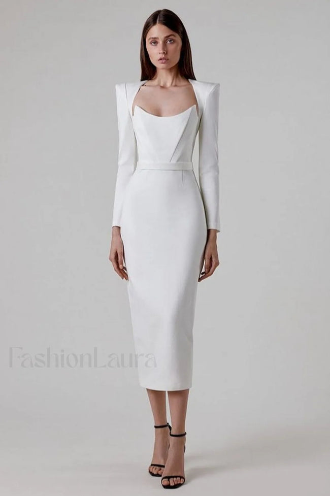 Delilah Bandage Stylish Midi Dress XS / White Party Dresses L Main image