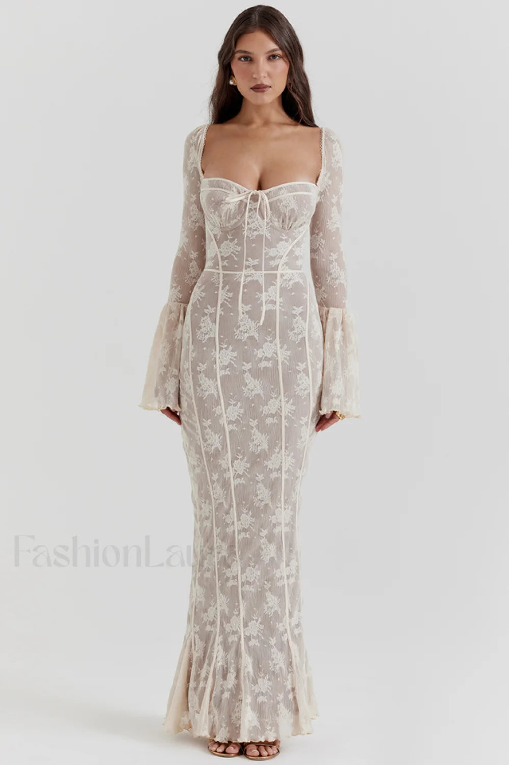 Delilah Vintage Cream Charming Lace Maxi Dress Secondary image