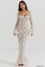 Delilah Vintage Cream Charming Lace Maxi Dress XS / Cream