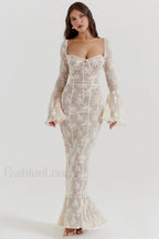 Delilah Vintage Cream Charming Lace Maxi Dress XS / Cream