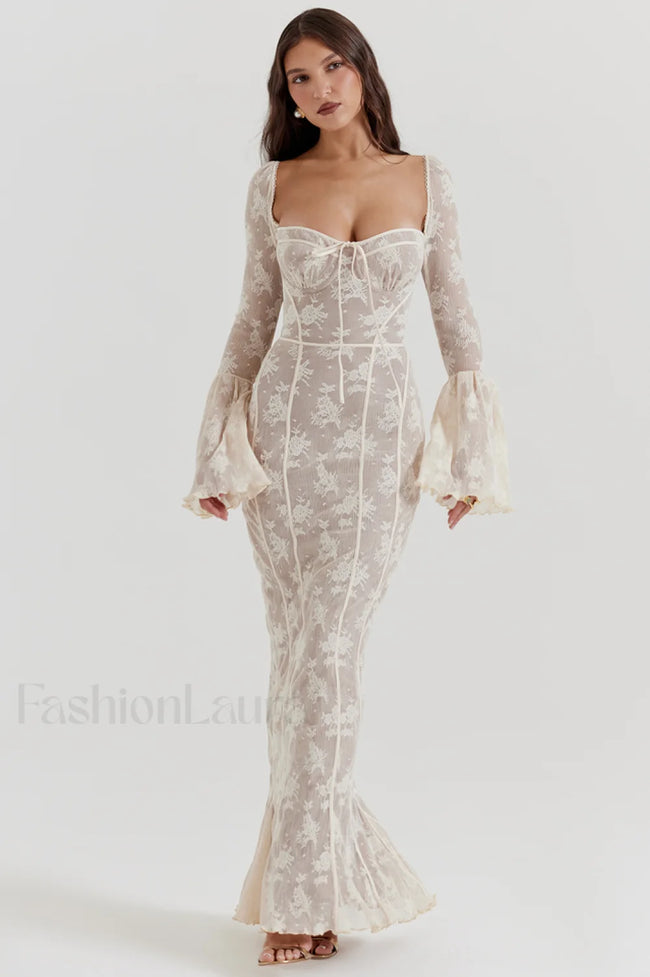 Delilah Vintage Cream Charming Lace Maxi Dress XS / Cream Main image