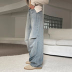 Denim Blue Graceful Baggy Boyfriend Jeans women clothing