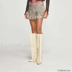 Denim Irregular Slit Vintage Skirt