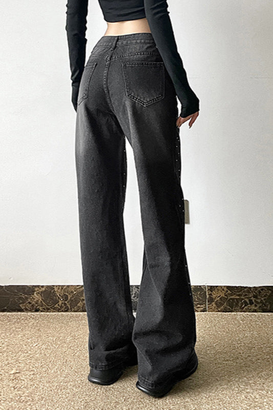 Ombre Wash Rhinestone Straight Leg Jeans Secondary image