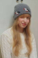 Rabbit Wool Blend Jacquard Knit Hat