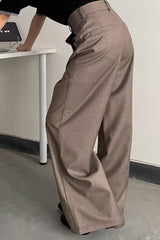 Casual Double Breasted Relaxed Wide Leg Pants