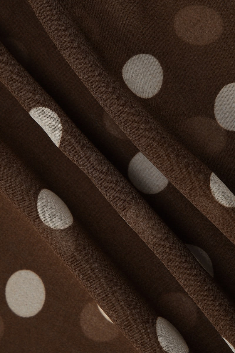 Brown Polka Dot V Neck Mesh Cami