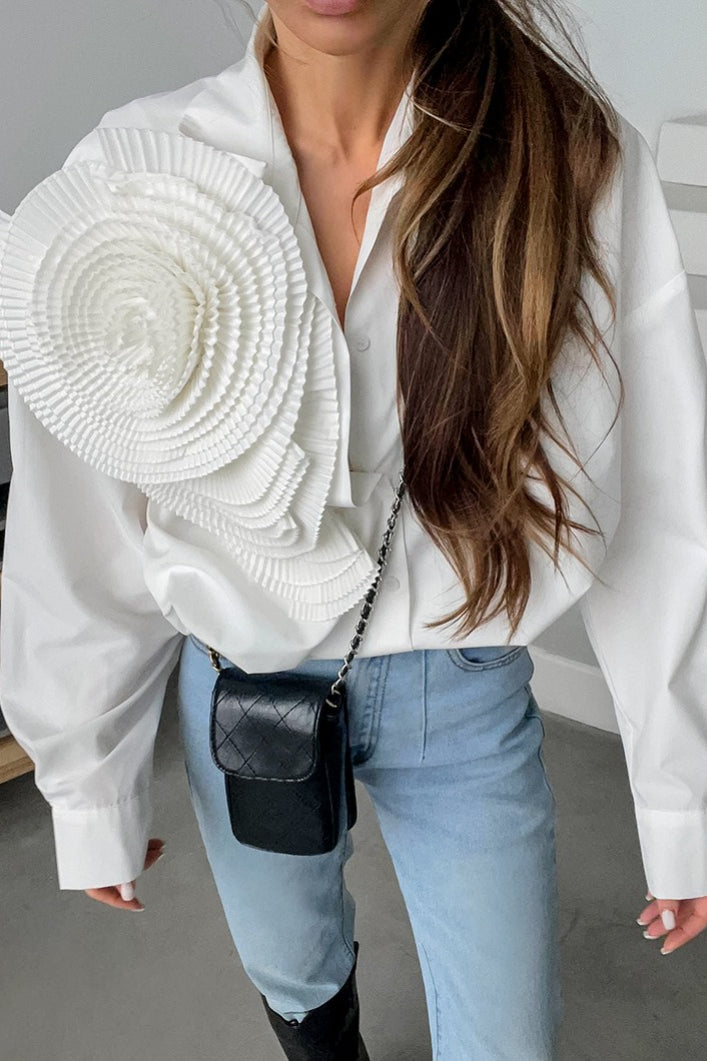 3D Floral Long Sleeve Blouse Secondary image