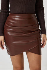 PU Leather A-Line Bodycon Mini Skirt