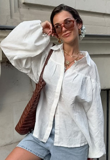 White Lantern Sleeve Blouse Secondary image