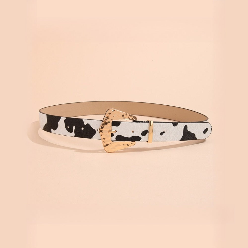 Vintage Animal Print Square Buckle Belt