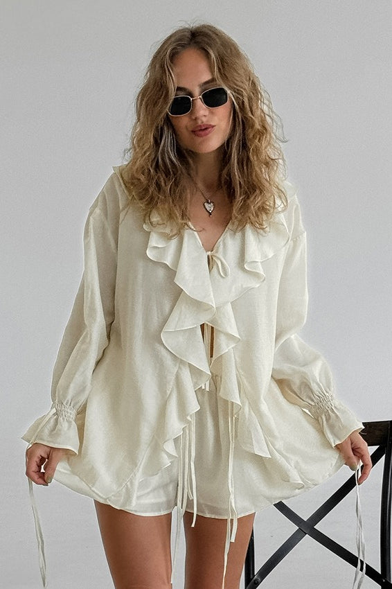 V Neck Relaxed Ruffle Blouse Main image