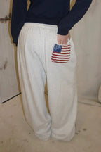 Flag Graphic Drawstring Wide Leg Sweatpants