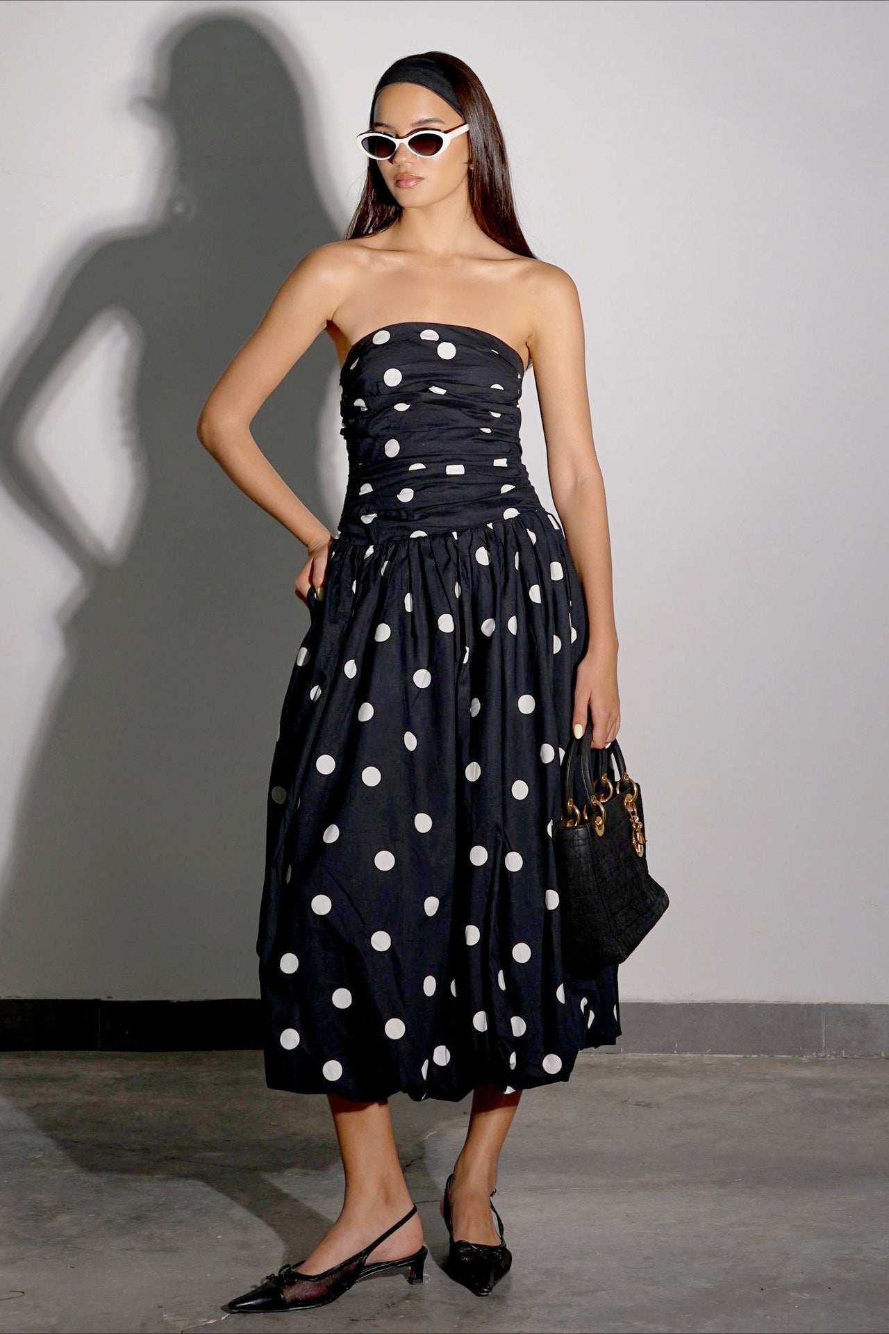 Elegant Polka Dot Strapless Bodycon Maxi Dress Secondary image
