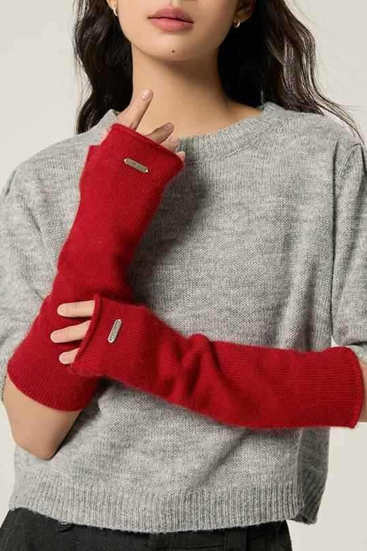Long Raccoon Fur Knit Fingerless Gloves Main image