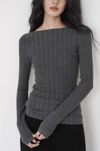 Semi-Sheer Unique Fitted Knit Top