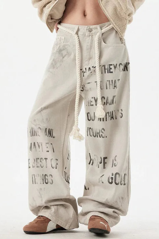 Apricot Graffiti Straight Denim Jeans Apricot / S Main image