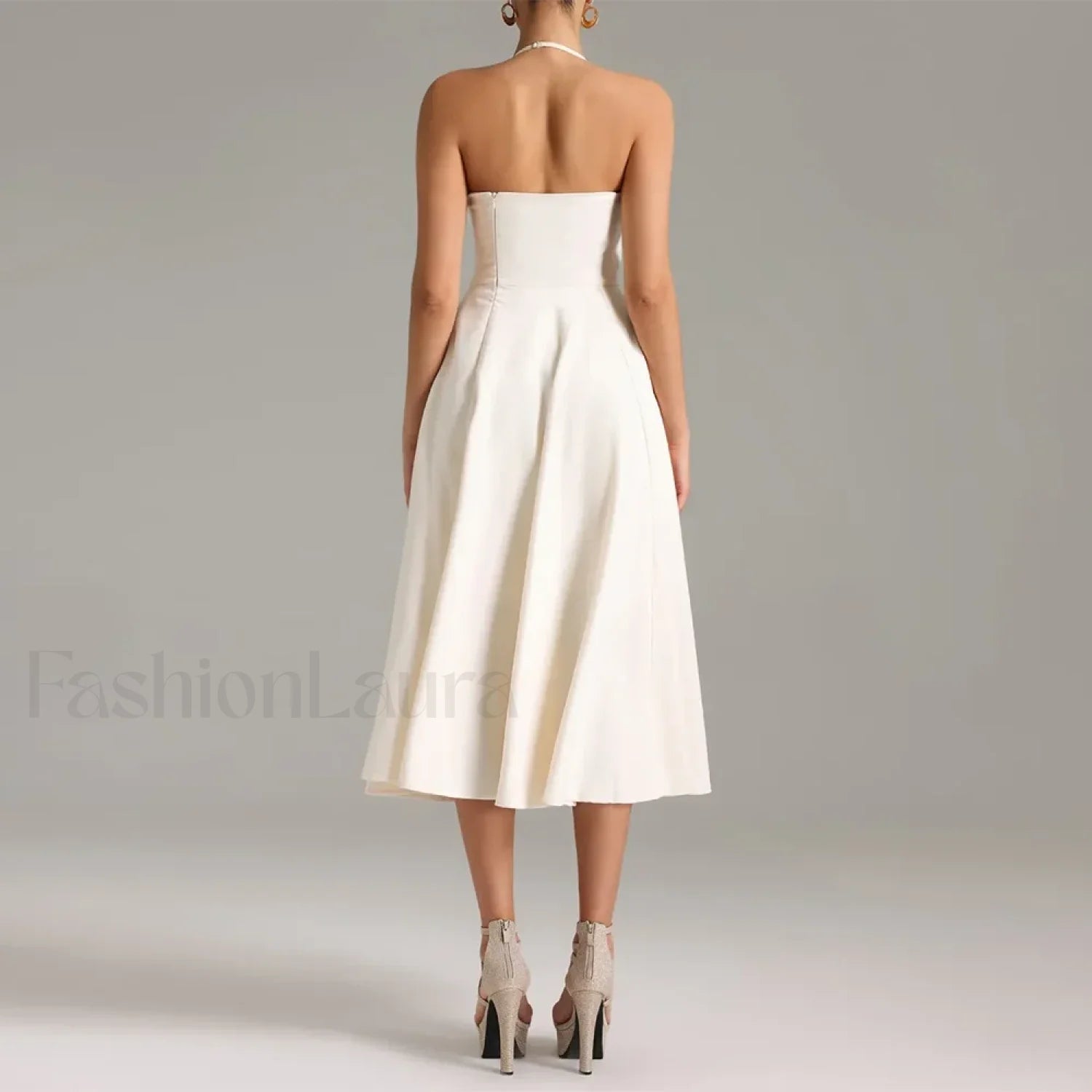 Diagonal Neck Folded Midi Dress Secondary image