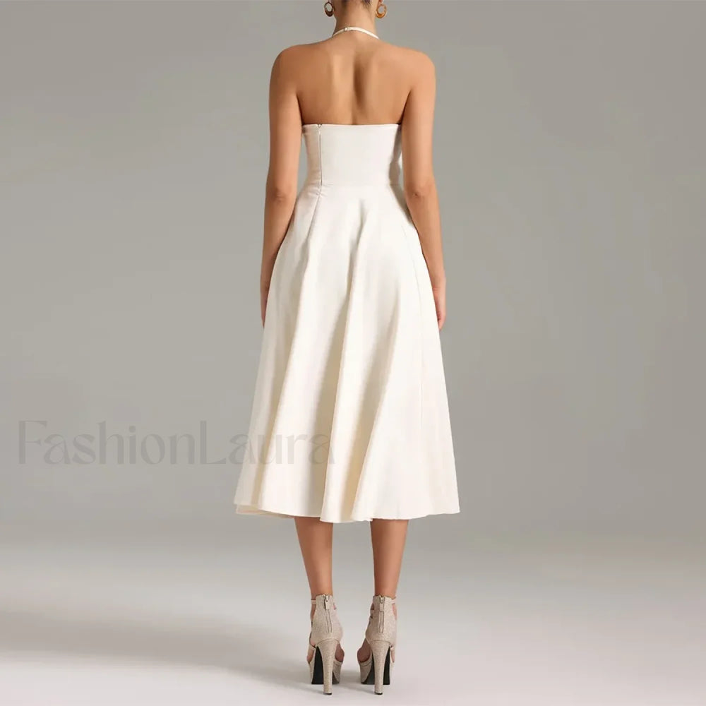 Diagonal Neck Folded Midi Dress