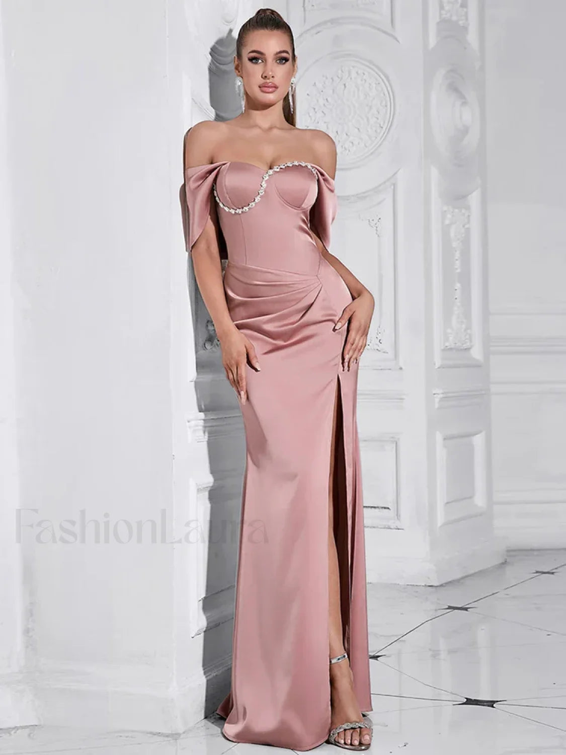 Diamond Pleated Split Maxi Dress Secondary image