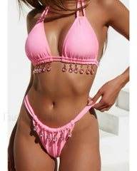 Diamond Rhinestone Halter Bikini Set