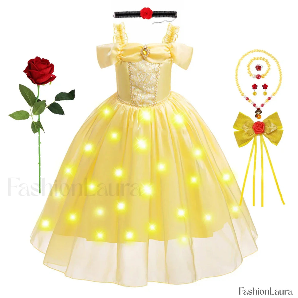 Disney Belle Princess Beauty Beast Cosplay Party Magic Stick Kid Costume 3T (Tag 110) / Belle Dress 05