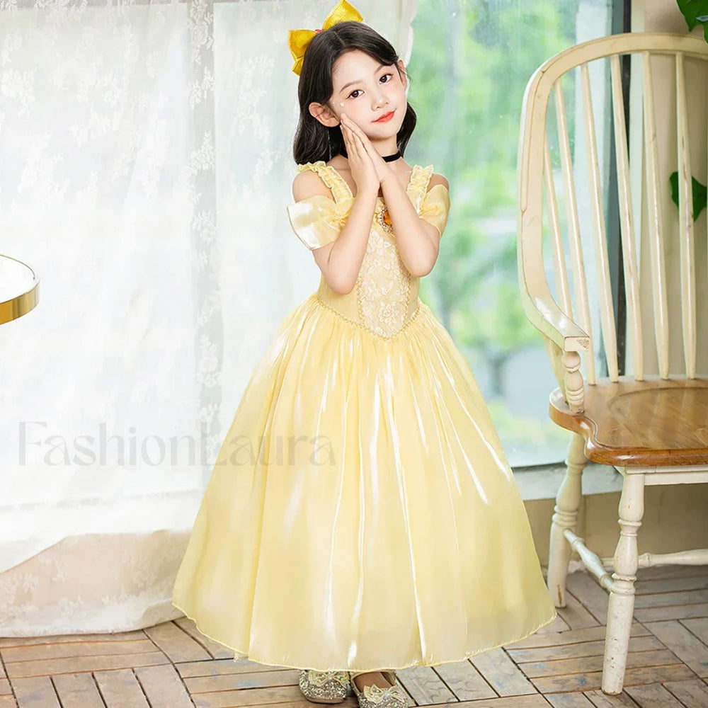 Disney Belle Princess Beauty Beast Cosplay Party Magic Stick Kid Costume