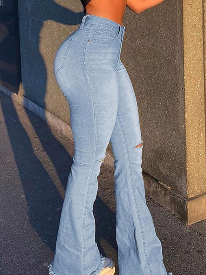 Distressed High Waist Ripped Jeans Jeans