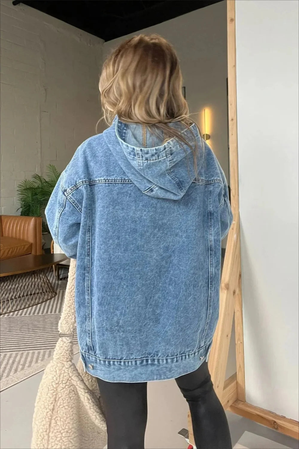Distressed Washed Denim Hoodie