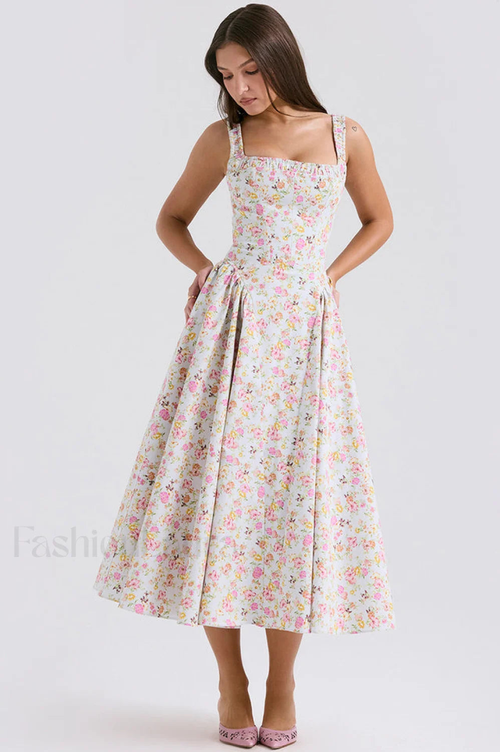 Dorothy White Stylish Rosebud Print Sundress Secondary image