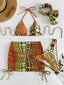 Dot Print Halter Triangle Three Piece Set S1Orange / S