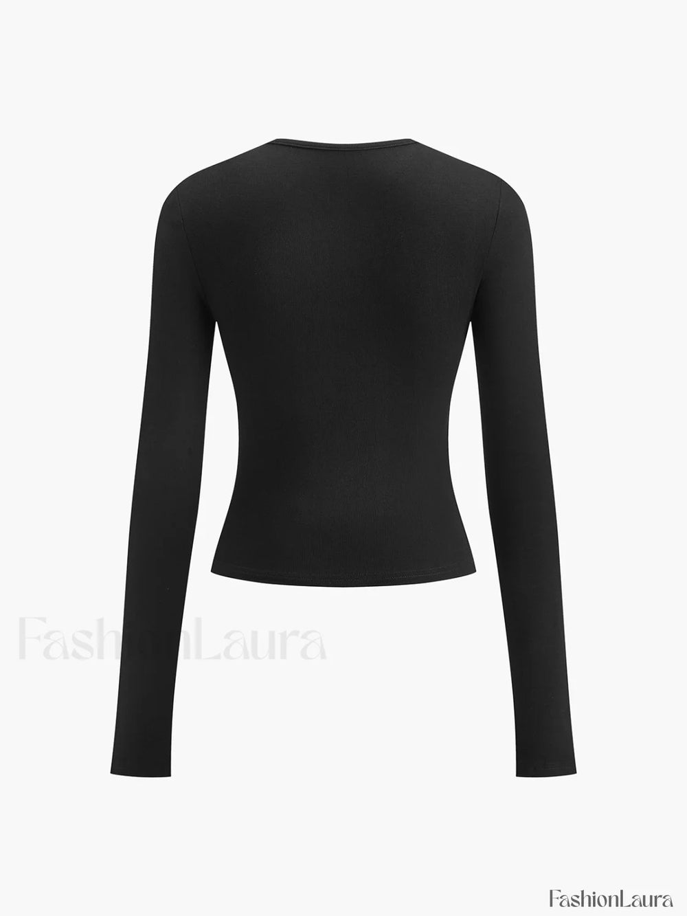 Double Keyholes Long Sleeve Top T Shirts