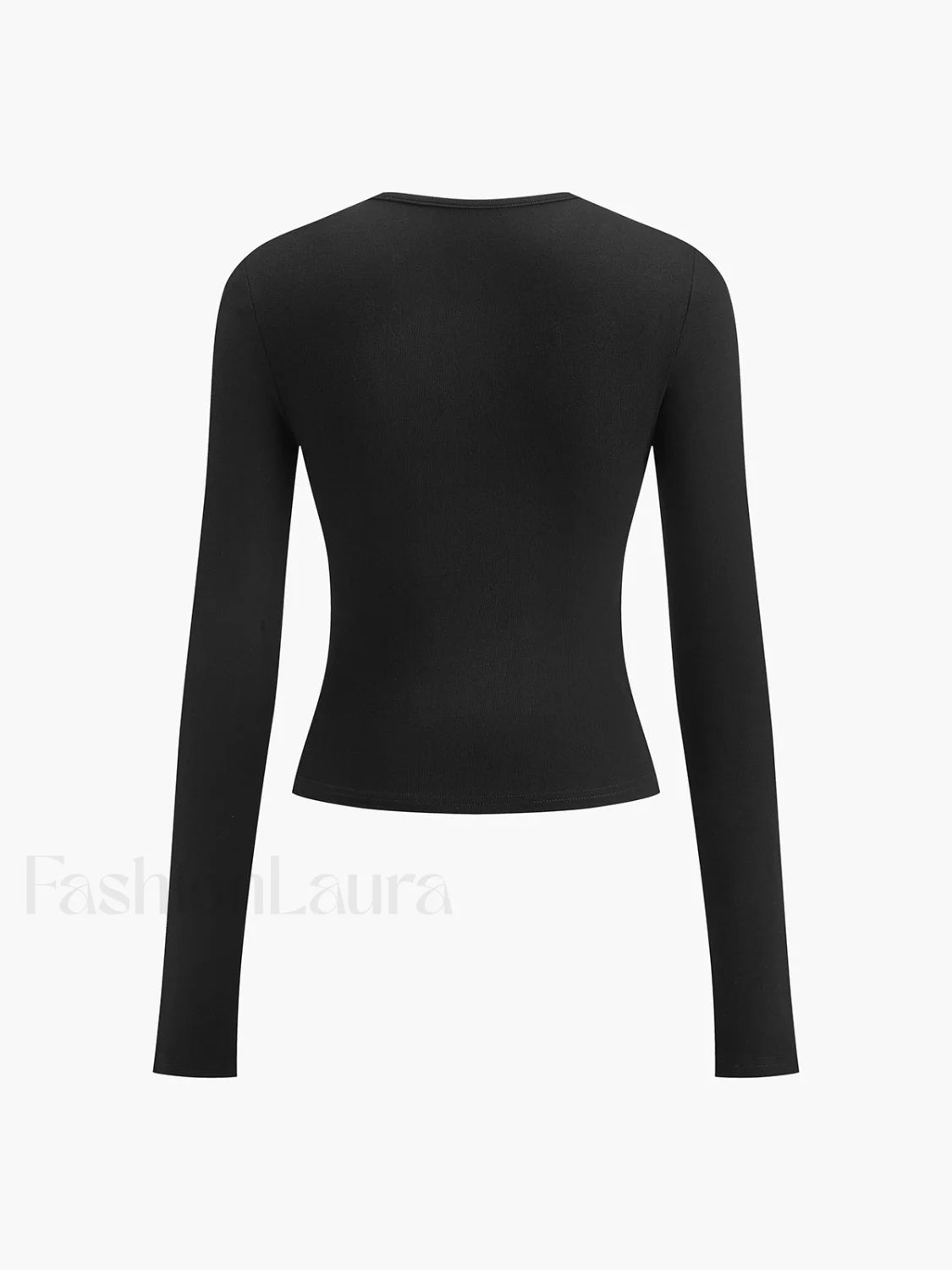Double Keyholes Long Sleeve Top T Shirts