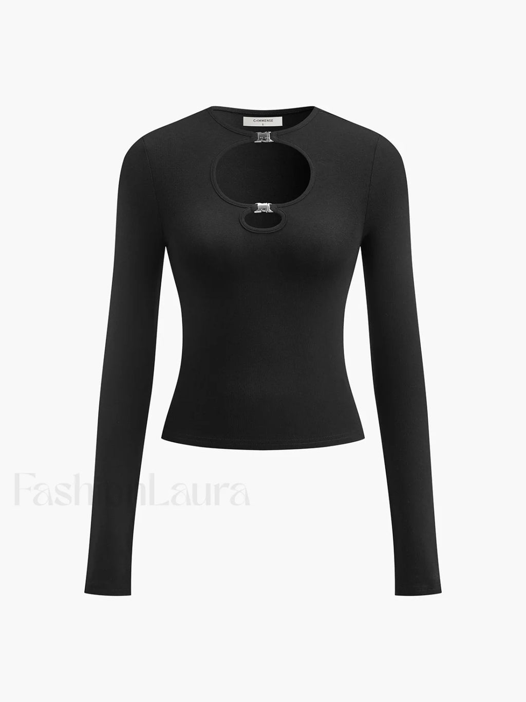 Double Keyholes Long Sleeve Top T Shirts