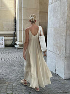 Double Layers V neck Long Dress Dresses