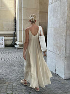 Double Layers V neck Long Dress Dresses