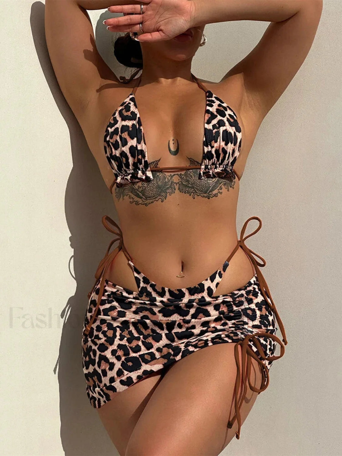 Double Sided Pleated Three Piece Set Coffee / XS