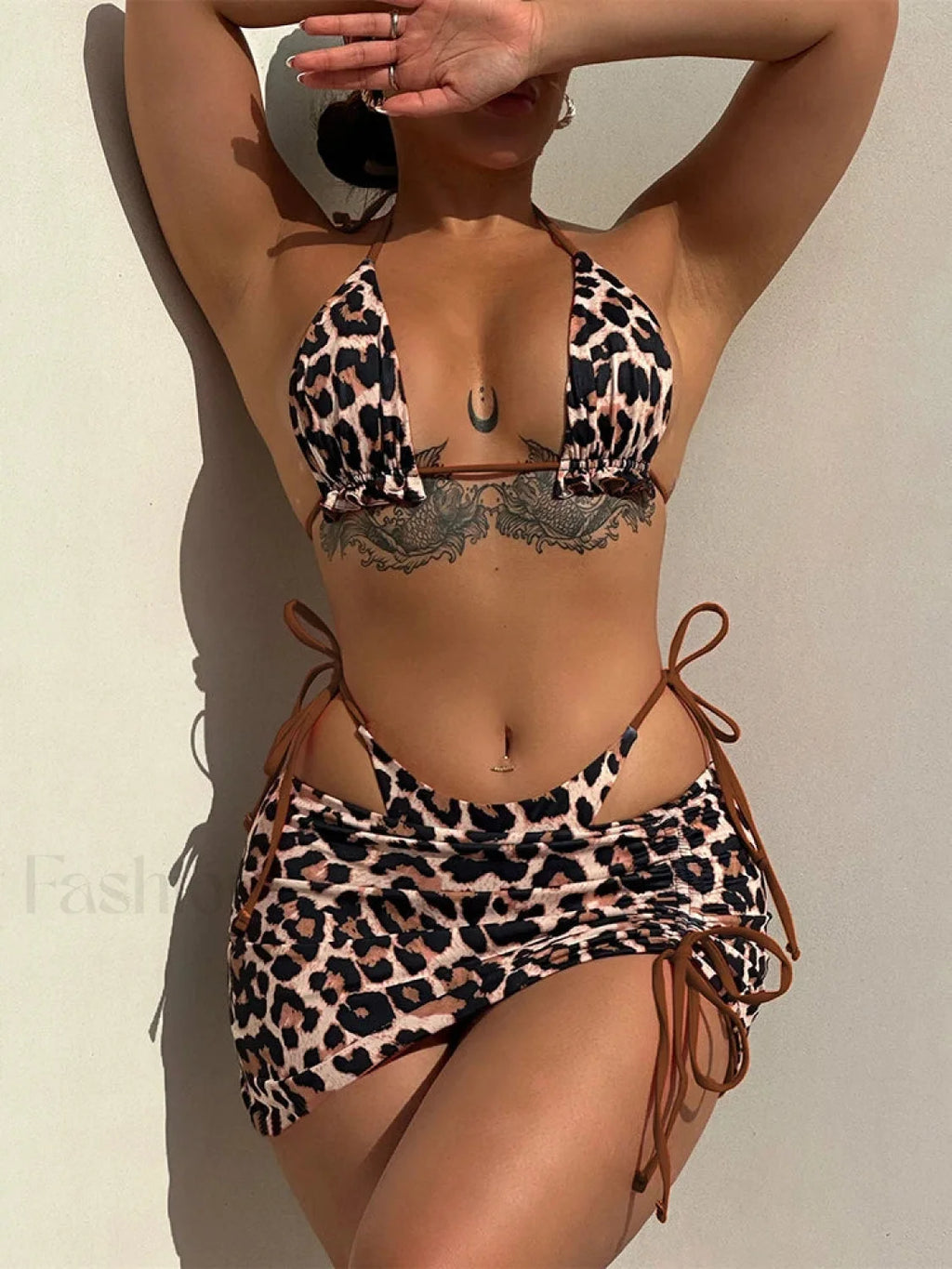 Double Sided Pleated Three Piece Set Coffee / XS