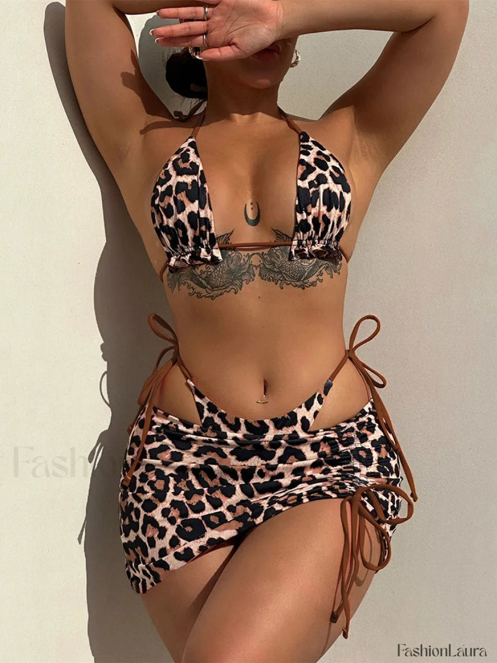 Double Sided Pleated Three Piece Set Coffee / XS