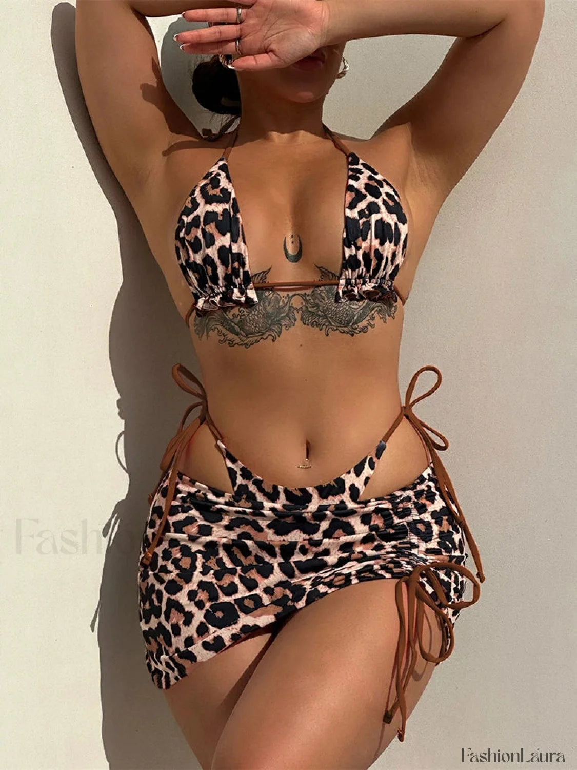Double Sided Pleated Three Piece Set Coffee / XS