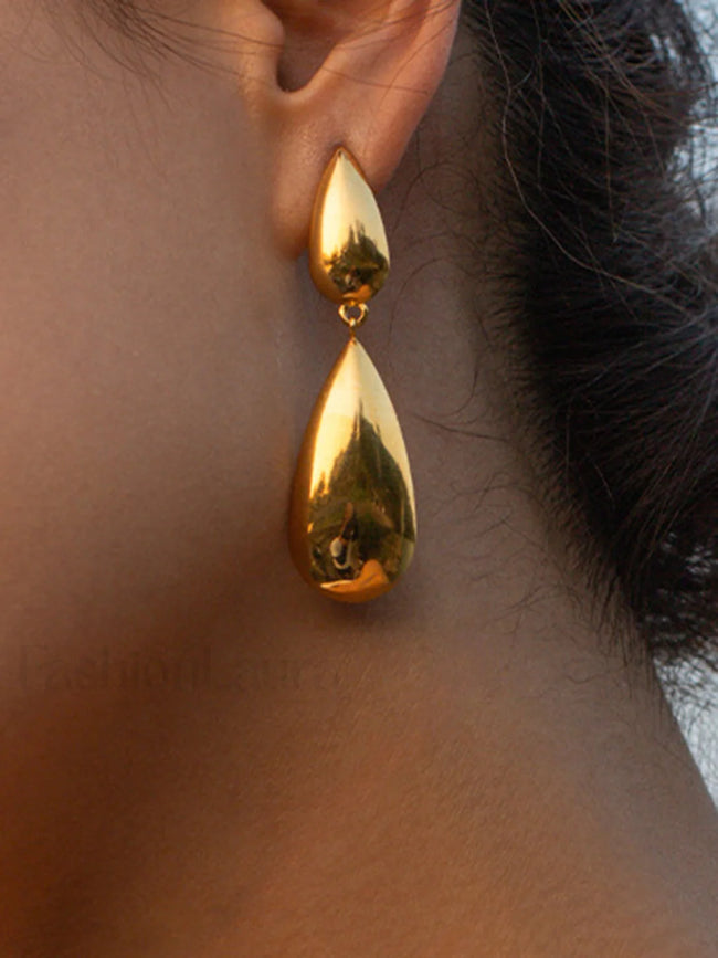 Double Teardrop Earrings Golden / One Size Earrings Main image