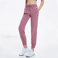 Drawstring Solid Outdoor Thin Jogger Sweatpants PINK / S