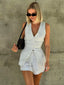 Drawstring Split Casual Shorts Set White / XS Short Sets