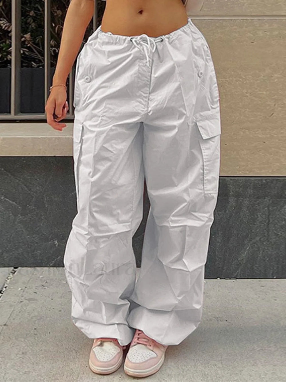 Drawstring Y2K Baggy Cargo Pants White / XS Cargo Pants
