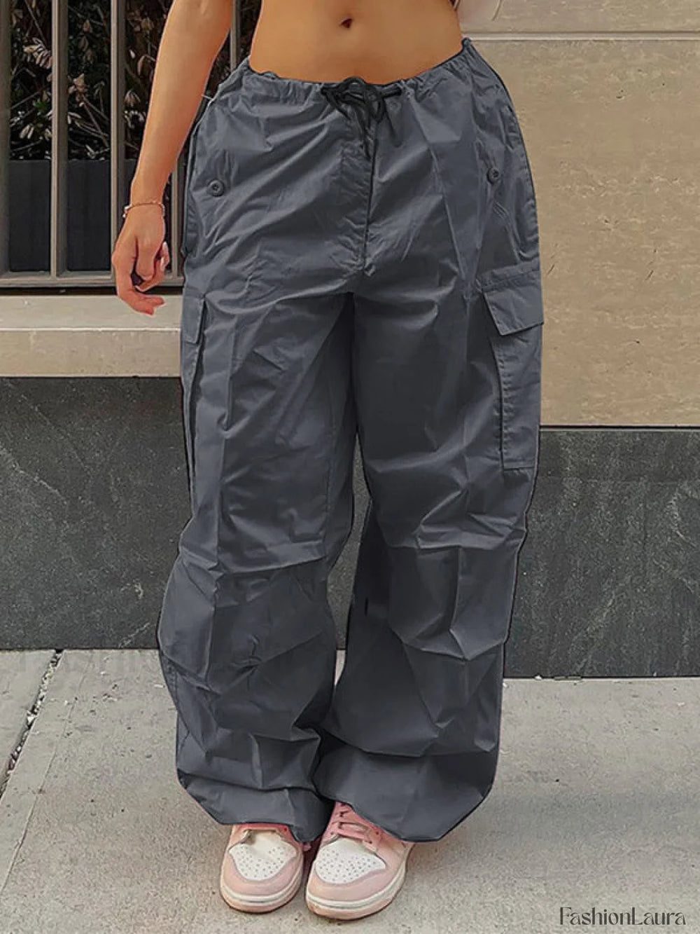 Drawstring Y2K Baggy Cargo Pants Gray / XS Cargo Pants