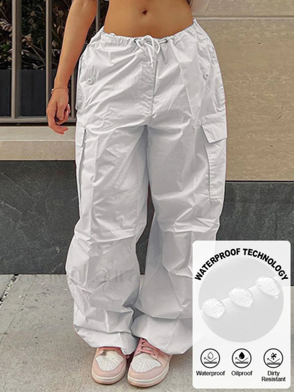 Drawstring Y2K Baggy Cargo Pants White1 / S Cargo Pants