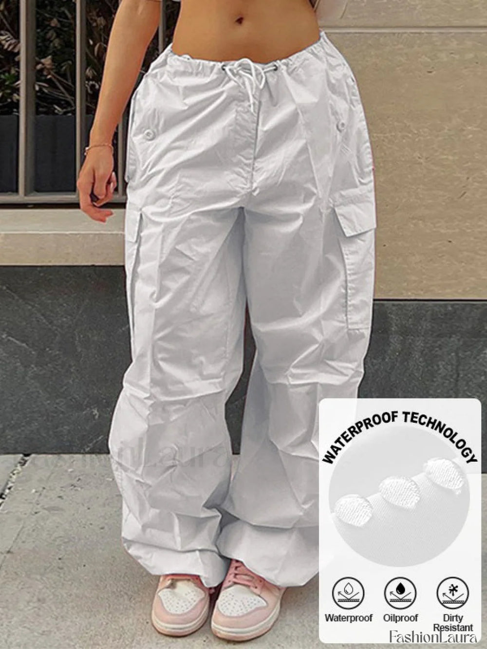 Drawstring Y2K Baggy Cargo Pants White1 / S Cargo Pants