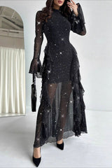 Elegant Ruffled Mermaid Maxi Dress