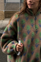 Floral Sherpa High Neck Half Zip Sweatshirt