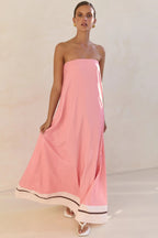 Strapless Printed Off Shoulder Maxi Boho Dress